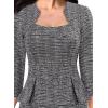 imageVFSHOW Womens 2024 Square Neck Peplum Work Business Office Slim Pencil Sheath DressBlack Tweed