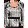 imageVFSHOW Womens 2024 Square Neck Peplum Work Business Office Slim Pencil Sheath DressBlackchecker