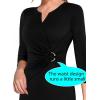 imageVFSHOW Womens Elegant Notch Neck Ruched Cocktail Party Work Office Business Church Bodycon Sheath DressBlack