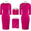imageVFSHOW Womens Elegant Notch Neck Ruched Cocktail Party Work Office Business Church Bodycon Sheath DressHot Pink