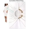 imageVFSHOW Womens Elegant Notch Neck Ruched Cocktail Party Work Office Business Church Bodycon Sheath DressOffwhite