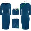 imageVFSHOW Womens Elegant Notch Neck Ruched Cocktail Party Work Office Business Church Bodycon Sheath DressPeacock Blue