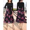 imageVFSHOW Womens Elegant Pockets Belted Work Business Office Casual Party Pleated ALine Midi DressBlackblack Mesh Fuchsia Floral Print