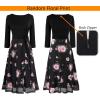 imageVFSHOW Womens Elegant Pockets Belted Work Business Office Casual Party Pleated ALine Midi DressBlackblack Mesh Pink Floral Print