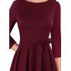 imageVFSHOW Womens Elegant Pockets Belted Work Business Office Casual Party Pleated ALine Midi DressDark Red Burgundy
