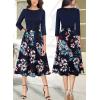 imageVFSHOW Womens Elegant Pockets Belted Work Business Office Casual Party Pleated ALine Midi DressNavy Blue and Multi Floral Print