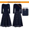 imageVFSHOW Womens Elegant Pockets Belted Work Business Office Casual Party Pleated ALine Midi DressNavy Bluetextured Floral Chiffon