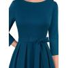 imageVFSHOW Womens Elegant Pockets Belted Work Business Office Casual Party Pleated ALine Midi DressPeacock Blue
