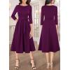 imageVFSHOW Womens Elegant Pockets Belted Work Business Office Casual Party Pleated ALine Midi DressPurple