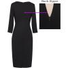 imageVFSHOW Womens Elegant Ruched Pleated Work Business Office Cocktail Party Bodycon Pencil Sheath DressBlack