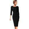 imageVFSHOW Womens Elegant Ruched Pleated Work Business Office Cocktail Party Bodycon Pencil Sheath DressBlack