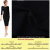 imageVFSHOW Womens Elegant Ruched Pleated Work Business Office Cocktail Party Bodycon Pencil Sheath DressBlack