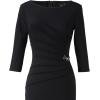 imageVFSHOW Womens Elegant Ruched Pleated Work Business Office Cocktail Party Bodycon Pencil Sheath DressBlack