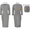 imageVFSHOW Womens Elegant Ruched Pleated Work Business Office Cocktail Party Bodycon Pencil Sheath DressBlack White Tweeds