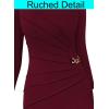 imageVFSHOW Womens Elegant Ruched Pleated Work Business Office Cocktail Party Bodycon Pencil Sheath DressDark Red