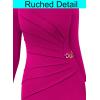 imageVFSHOW Womens Elegant Ruched Pleated Work Business Office Cocktail Party Bodycon Pencil Sheath DressHot Pink