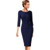 imageVFSHOW Womens Elegant Ruched Pleated Work Business Office Cocktail Party Bodycon Pencil Sheath DressNavy Blue