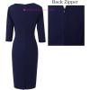 imageVFSHOW Womens Elegant Ruched Pleated Work Business Office Cocktail Party Bodycon Pencil Sheath DressNavy Blue