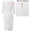 imageVFSHOW Womens Elegant Ruched Pleated Work Business Office Cocktail Party Bodycon Pencil Sheath DressOffwhite