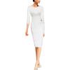 imageVFSHOW Womens Elegant Ruched Pleated Work Business Office Cocktail Party Bodycon Pencil Sheath DressOffwhite