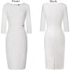 imageVFSHOW Womens Elegant Ruched Pleated Work Business Office Cocktail Party Bodycon Pencil Sheath DressOffwhite