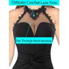 imageVFSHOW Womens Formal Illusion Halter Keyhole Back Prom High Slit Maxi Dress Wedding Guest Applique Twist Front Evening GownSolid Blackwithout Glitter