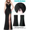 imageVFSHOW Womens Formal Illusion Halter Keyhole Back Prom High Slit Maxi Dress Wedding Guest Applique Twist Front Evening GownSolid Blackwithout Glitter