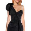 imageVFSHOW Womens Formal Prom Elegant Ruffle One Shoulder Beaded Strap Ruched Slit Maxi Dress Wedding Evening Long GownSparkly Black With Floral Print