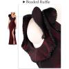 imageVFSHOW Womens Formal Prom Elegant Ruffle One Shoulder Beaded Strap Ruched Slit Maxi Dress Wedding Evening Long GownSparkly Black and Red
