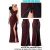 imageVFSHOW Womens Formal Prom Elegant Ruffle One Shoulder Beaded Strap Ruched Slit Maxi Dress Wedding Evening Long GownSparkly Black and Red
