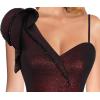 imageVFSHOW Womens Formal Prom Elegant Ruffle One Shoulder Beaded Strap Ruched Slit Maxi Dress Wedding Evening Long GownSparkly Black and Red
