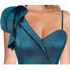imageVFSHOW Womens Formal Prom Elegant Ruffle One Shoulder Beaded Strap Ruched Slit Maxi Dress Wedding Evening Long GownSparkly Blue and Black