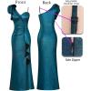 imageVFSHOW Womens Formal Prom Elegant Ruffle One Shoulder Beaded Strap Ruched Slit Maxi Dress Wedding Evening Long GownSparkly Blue and Black