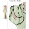 imageVFSHOW Womens Formal Prom Elegant Ruffle One Shoulder Beaded Strap Ruched Slit Maxi Dress Wedding Evening Long GownSparkly Sage Green B