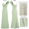 imageVFSHOW Womens Formal Prom Ruffle One Shoulder Strap Ruched Maxi Dress 2024 Sexy Twist Front Split Wedding Guest Evening GownSparkly Sage Green