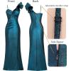 imageVFSHOW Womens Formal Prom Ruffle One Shoulder Strap Ruched Maxi Dress 2024 Sexy Twist Front Split Wedding Guest Evening GownSparkly Teal Blue and Black