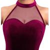 imageVFSHOW Womens Formal Sexy Halter High Slit Prom Wedding Guest Maxi Dress 2023 Illusion Sweetheart Neckline Evening Long GownBurgundy Velvet