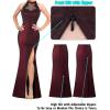imageVFSHOW Womens Formal Sexy Halter High Slit Prom Wedding Guest Maxi Dress 2023 Illusion Sweetheart Neckline Evening Long GownSparkly Dark Red and Black