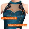 imageVFSHOW Womens Formal Sexy Halter High Slit Prom Wedding Guest Maxi Dress 2023 Illusion Sweetheart Neckline Evening Long GownSparkly Teal Blue and Black