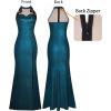 imageVFSHOW Womens Formal Sexy Halter High Slit Prom Wedding Guest Maxi Dress 2023 Illusion Sweetheart Neckline Evening Long GownSparkly Teal Blue and Black