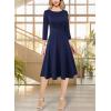 imageVFSHOW Womens Front Zipper Office Business Work Church Professional Front Zipper Knee Length A Line Fit and Flare DressDark Blue