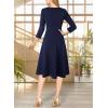 imageVFSHOW Womens Front Zipper Office Business Work Church Professional Front Zipper Knee Length A Line Fit and Flare DressDark Blue