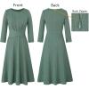 imageVFSHOW Womens Front Zipper Office Business Work Church Professional Front Zipper Knee Length A Line Fit and Flare DressGreen Kint