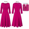 imageVFSHOW Womens Front Zipper Office Business Work Church Professional Front Zipper Knee Length A Line Fit and Flare DressHot Pink