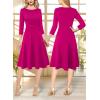 imageVFSHOW Womens Front Zipper Office Business Work Church Professional Front Zipper Knee Length A Line Fit and Flare DressHot Pink