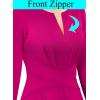 imageVFSHOW Womens Front Zipper Office Business Work Church Professional Front Zipper Knee Length A Line Fit and Flare DressHot Pink