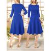 imageVFSHOW Womens Front Zipper Office Business Work Church Professional Front Zipper Knee Length A Line Fit and Flare DressRoyal Blue