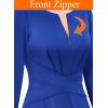 imageVFSHOW Womens Front Zipper Office Business Work Church Professional Front Zipper Knee Length A Line Fit and Flare DressRoyal Blue