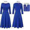 imageVFSHOW Womens Front Zipper Office Business Work Church Professional Front Zipper Knee Length A Line Fit and Flare DressRoyal Blue