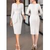 imageVFSHOW Womens Front Zipper Tie Waist Bow Slim Work Business Office Party Bodycon Pencil Sheath DressOffwhite